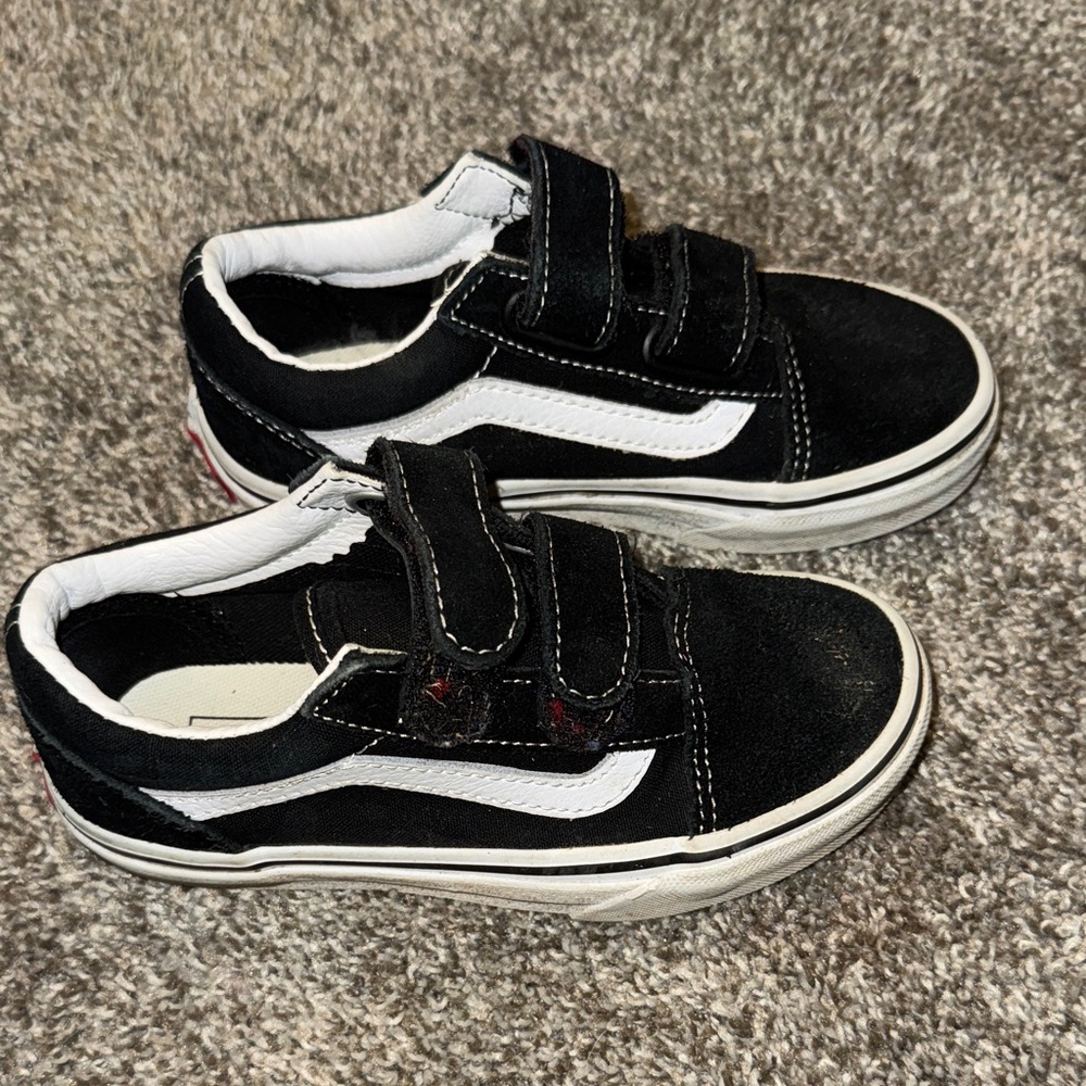 Vans Kids Black and White Velcro Sneakers